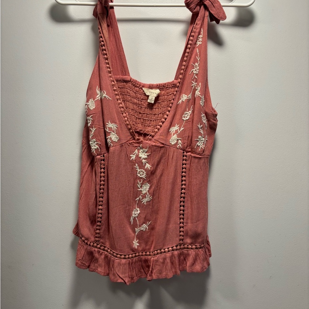 Embroidered Pink Sleeveless Top